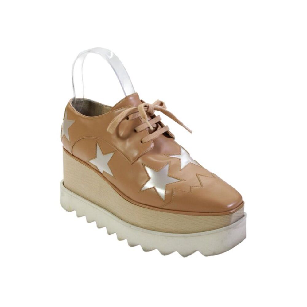 Stella McCartney Womens Leather Geometric Platform Oxfords Beige Size 36 6